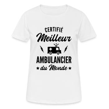 meilleur ambulancier - cadeau humour ambulancier - T-shirt respirant Femme - blanc - Devant - AI Model Female 172 dark (172cm)