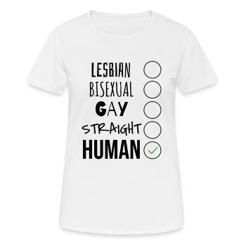 WE ARE ALL HUMANS - Frauen T-Shirt atmungsaktiv - Weiß - Vorne - AI Model Female 172 dark (172cm)
