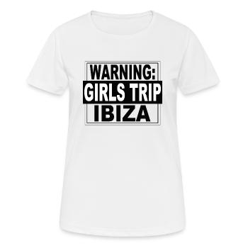 Saying: Warning Girls Trip Ibiza Design - Women's Breathable T-Shirt - white - Front - AI Model Female 172 dark (172cm)