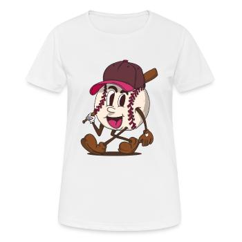 baseball batter funky retro cartoon character - Women's Breathable T-Shirt - white - Front - AI Model Female 172 dark (172cm)