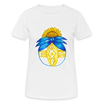 Motanka, traditionelle ukrainische Puppe. Gelb blau. - Frauen T-Shirt atmungsaktiv - Weiß - Vorne - AI Model Female 172 dark (172cm)