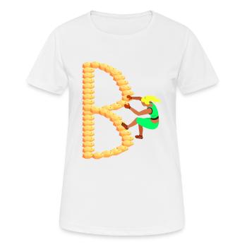 Klettern, Boulder, Sportklettern, Kletterwand, Top - Frauen T-Shirt atmungsaktiv - Weiß - Vorne - AI Model Female 172 dark (172cm)