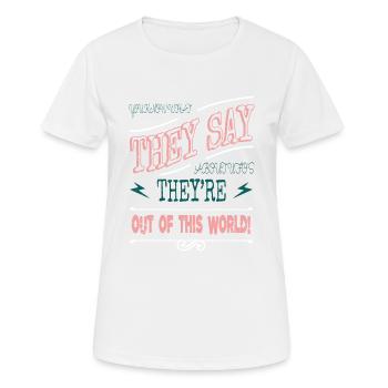 alien spaceship gift memes alien spacecraft - Frauen T-Shirt atmungsaktiv - Weiß - Vorne - AI Model Female 172 dark (172cm)