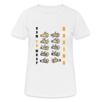 How to Wrap Boxing Bandagen Boxen Motiv Kampfsport - Frauen T-Shirt atmungsaktiv - Weiß - Vorne - AI Model Female 172 dark (172cm)