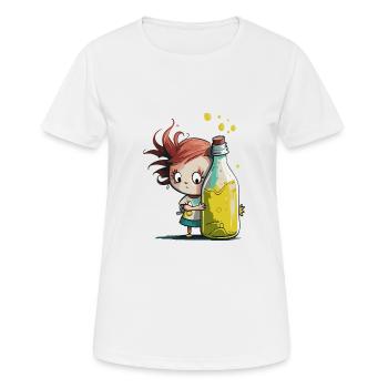 Illustration Comic Cute Kawaii Mädchen Flasche - Frauen T-Shirt atmungsaktiv - Weiß - Vorne - AI Model Female 172 dark (172cm)