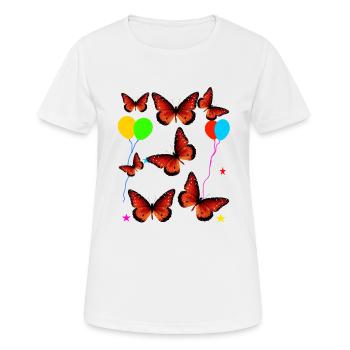 Motif papillon dans l’estomac en cadeau d’amour - T-shirt respirant Femme - blanc - Devant - AI Model Female 172 dark (172cm)