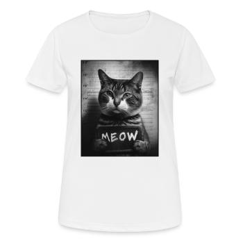 Mugshot de chat - Miaou - T-shirt respirant Femme - blanc - Devant - AI Model Female 172 dark (172cm)