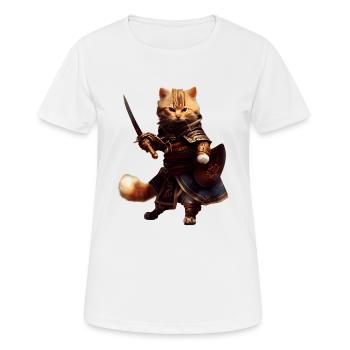 Chats pirate et flibustier avec manteau et épée - T-shirt respirant Femme - blanc - Devant - AI Model Female 172 dark (172cm)