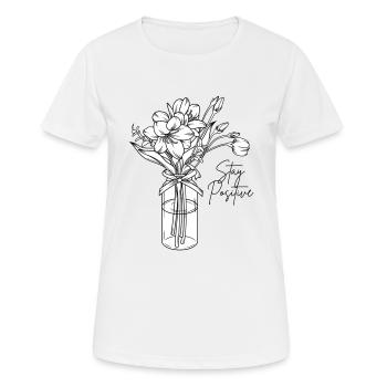 Restez positif Flower - T-shirt respirant Femme - blanc - Devant - AI Model Female 172 dark (172cm)