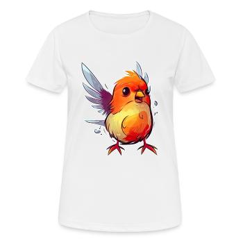 Oiseau rouge arrogant avec un léger surpoids - T-shirt respirant Femme - blanc - Devant - AI Model Female 172 dark (172cm)