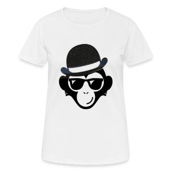 Affe mit Hut Wildtier Menschenaffe Geschenkidee - Frauen T-Shirt atmungsaktiv - Weiß - Vorne - AI Model Female 172 dark (172cm)