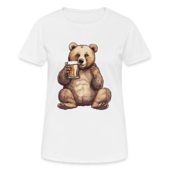 Bière au lieu de miel - ours avec verre à bière - T-shirt respirant Femme - blanc - Devant - AI Model Female 172 dark (172cm)