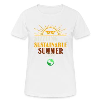 Étés chauds et durables, éco-vacances - T-shirt respirant Femme - blanc - Devant - AI Model Female 172 dark (172cm)