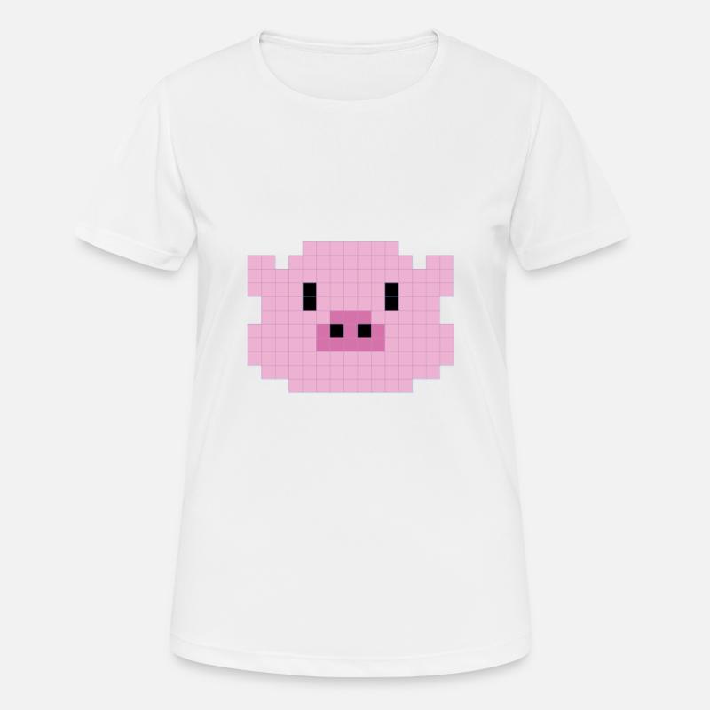 Pixelated pig head - Women's Breathable T-Shirt - white