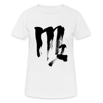 Jungfrau Sternzeichen - Kalligrafie Stil - Frauen T-Shirt atmungsaktiv - Weiß - Vorne - AI Model Female 172 dark (172cm)