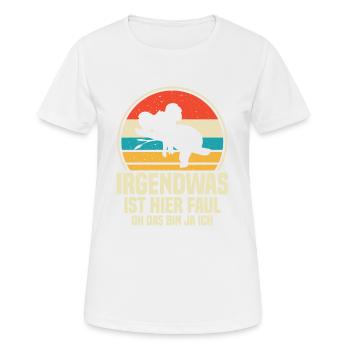 Irgendwas ist hier Faul OH DAS BIN JA ICH - Frauen T-Shirt atmungsaktiv - Weiß - Vorne - AI Model Female 172 dark (172cm)