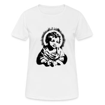 Kitschige Jesus | Jesus als Kind Heiligenschein - Frauen T-Shirt atmungsaktiv - Weiß - Vorne - AI Model Female 172 dark (172cm)