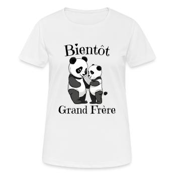 bientôt grand frère - T-shirt respirant Femme - blanc - Devant - AI Model Female 172 dark (172cm)