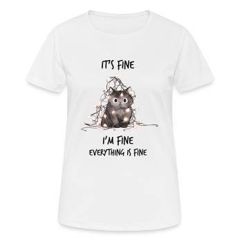 Lustige Katze in Lichterkette - It's fine - Frauen T-Shirt atmungsaktiv - Weiß - Vorne - AI Model Female 172 dark (172cm)