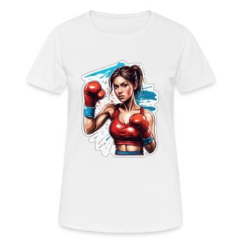 Boxer / Sport / Kampf / Arena / Boxring / Fäuste - Frauen T-Shirt atmungsaktiv - Weiß - Vorne - AI Model Female 172 dark (172cm)