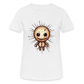 Voodoo Puppet, einzigartige urbane City Fashion - Frauen T-Shirt atmungsaktiv - Weiß - Vorne - AI Model Female 172 dark (172cm)