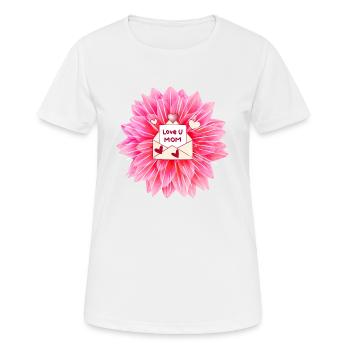 Muttertag's Blume mit Liebes Brief für Mama - Frauen T-Shirt atmungsaktiv - Weiß - Vorne - AI Model Female 172 dark (172cm)