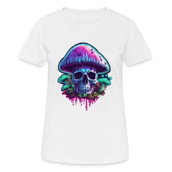 Pilz / Mushroom / Wiese / Wald / Goa / Psy - Frauen T-Shirt atmungsaktiv - Weiß - Vorne - AI Model Female 172 dark (172cm)