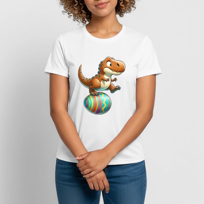 Dancing T-Rex, Easter Eggshell Fun Women's Breathable T-Shirt