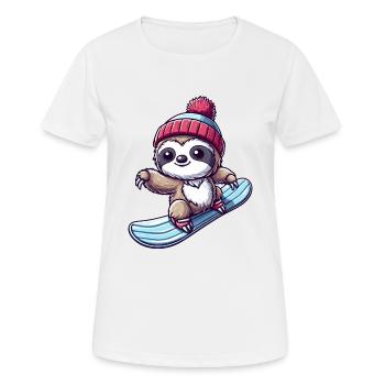Paresseux Snowboarder Hiver Sports D’hiver Vacances - T-shirt respirant Femme - blanc - Devant - AI Model Female 172 dark (172cm)