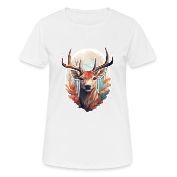 Hirschkopf - Frauen T-Shirt atmungsaktiv - Weiß - Vorne - AI Model Female 172 dark (172cm)