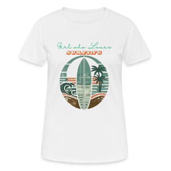 Fille qui aime le surf - T-shirt respirant Femme - blanc - Devant - AI Model Female 172 dark (172cm)