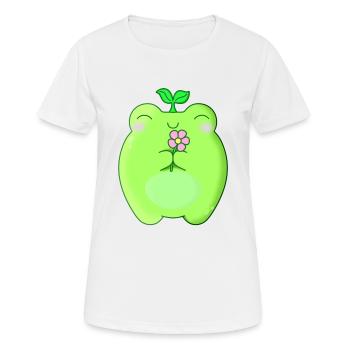 cute frog kawaii with flower - Women's Breathable T-Shirt - white - Front - AI Model Female 172 dark (172cm)
