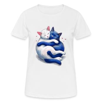Katzen kuscheln miteinander - Frauen T-Shirt atmungsaktiv - Weiß - Vorne - AI Model Female 172 dark (172cm)