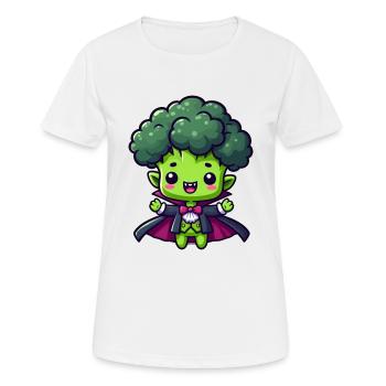 Cute Halloween Broccoli Vampire Cartoon Green - Women's Breathable T-Shirt - white - Front - AI Model Female 172 dark (172cm)
