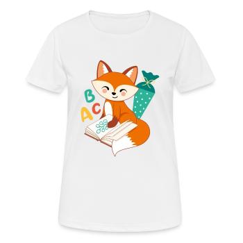 Renard avec cône d’école inscription à l’école enfant écolier - T-shirt respirant Femme - blanc - Devant - AI Model Female 172 dark (172cm)