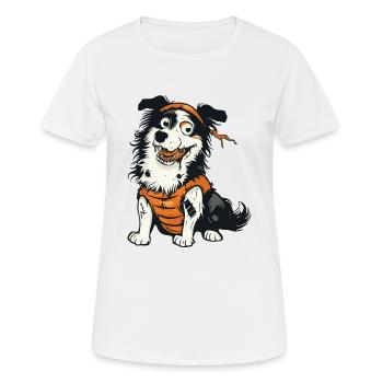 Border Collie Hund Halloween Lustig Zombie - Frauen T-Shirt atmungsaktiv - Weiß - Vorne - AI Model Female 172 dark (172cm)