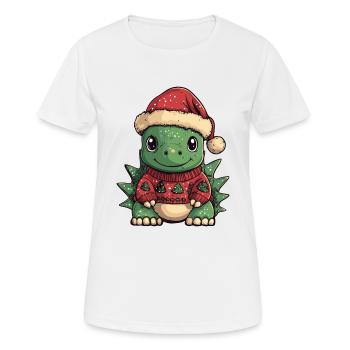 Dinosaur stegosaurus Christmas - Women's Breathable T-Shirt - white - Front - AI Model Female 172 dark (172cm)