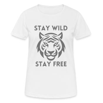 Bleib wild, bleib frei - Frauen T-Shirt atmungsaktiv - Weiß - Vorne - AI Model Female 172 dark (172cm)