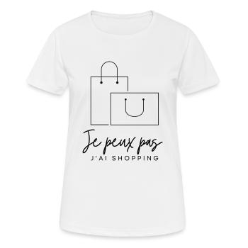Ich kann nicht einkaufen gehen - Frauen T-Shirt atmungsaktiv - Weiß - Vorne - AI Model Female 172 dark (172cm)