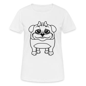 Dog Pug Girl Pretty Bow Woman Female - Women's Breathable T-Shirt - white - Front - AI Model Female 172 dark (172cm)