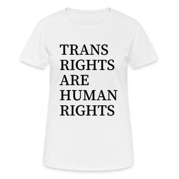 Trans-Rechte sind Menschenrechte - Frauen T-Shirt atmungsaktiv - Weiß - Vorne - AI Model Female 172 dark (172cm)
