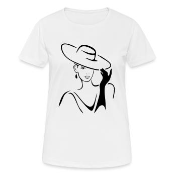 Schöne Dame mit Hut und Handschuhen - Frauen T-Shirt atmungsaktiv - Weiß - Vorne - AI Model Female 172 dark (172cm)