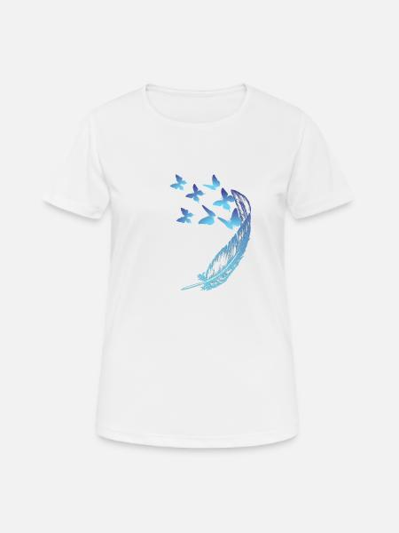 Butterflies with a feather - Women's Breathable T-Shirt - white