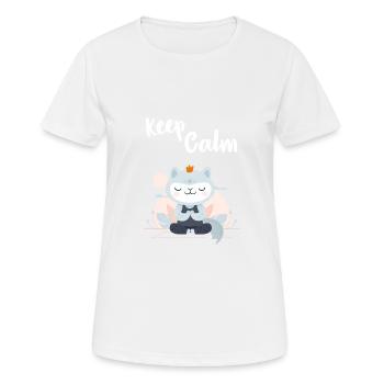 Keep Calm Mietze - Frauen T-Shirt atmungsaktiv - Weiß - Vorne - AI Model Female 172 dark (172cm)