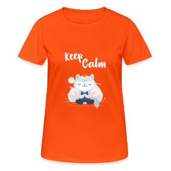Keep Calm puss - Women's Breathable T-Shirt - neon orange - Front - AI Model Female 172 dark (172cm)