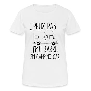 T shirt j'peux pas j'me barre en camping car - T-shirt respirant Femme - blanc - Devant - AI Model Female 172 dark (172cm)