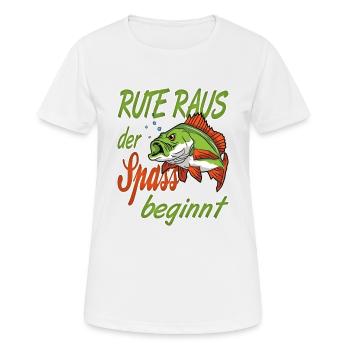 Rute Raus Der Spass Beginnt für einen Angler - Frauen T-Shirt atmungsaktiv - Weiß - Vorne - AI Model Female 172 dark (172cm)