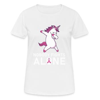 Personne ne lutte seul contre le cancer du sein - T-shirt respirant Femme - blanc - Devant - AI Model Female 172 dark (172cm)