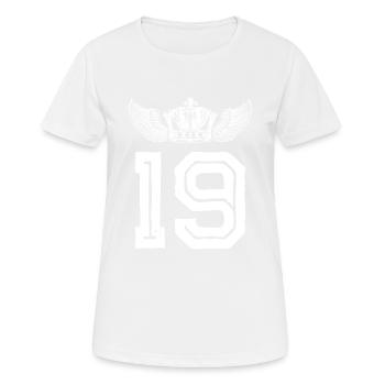 19 Zahl Krone - Frauen T-Shirt atmungsaktiv - Weiß - Vorne - AI Model Female 172 dark (172cm)