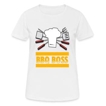 Cadeau BBQ BOSS - T-shirt respirant Femme - blanc - Devant - AI Model Female 172 dark (172cm)